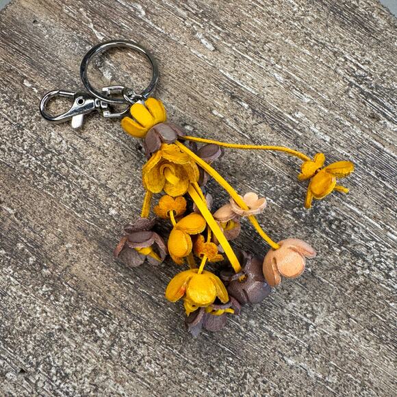 Leather Flower Purse Charm Genuine Leather Bag Charm NEW FAST SHIP - Picture 3 of 6